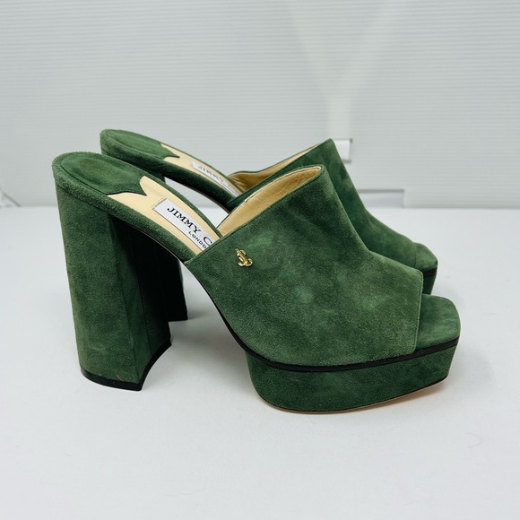 JIMMY CHOO**Green Suede Bethen 115 Platform Sandals**EU 37; US 7**$850 - Picture 2 of 10